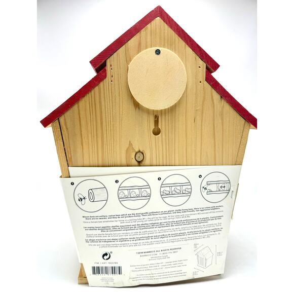 Mason Bee Barn House Butterfly Shelter 14.5” Native Pollinator Garden Wood Cabin - Picture 3 of 11